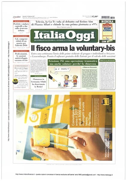 Italia oggi : quotidiano di economia finanza e politica